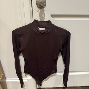 Babaton Brown Mock Neck Bodysuit
